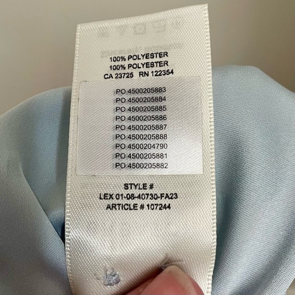 Aritzia Babaton Hyde Mini Dress Collared Satin Wrap Dress Light Blue Size Small - Picture 8 of 8